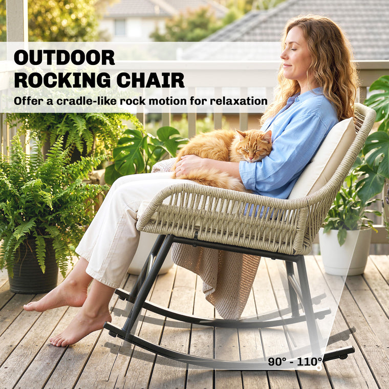 3-Piece Rocking Bistro Set with Glass Coffee Table