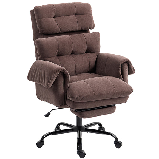 Reclining Executive Office Chair with Footrest - Coffee