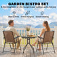 Folding Outdoor Bistro Set, Patio Table and Chairs with Reclining Backrest and Round Dining Table, Brown