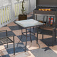27" Patio Square Table with Tempered Glass Top Outdoor Dining Bar Table Steel Backyard Bistro Table Steel Frame