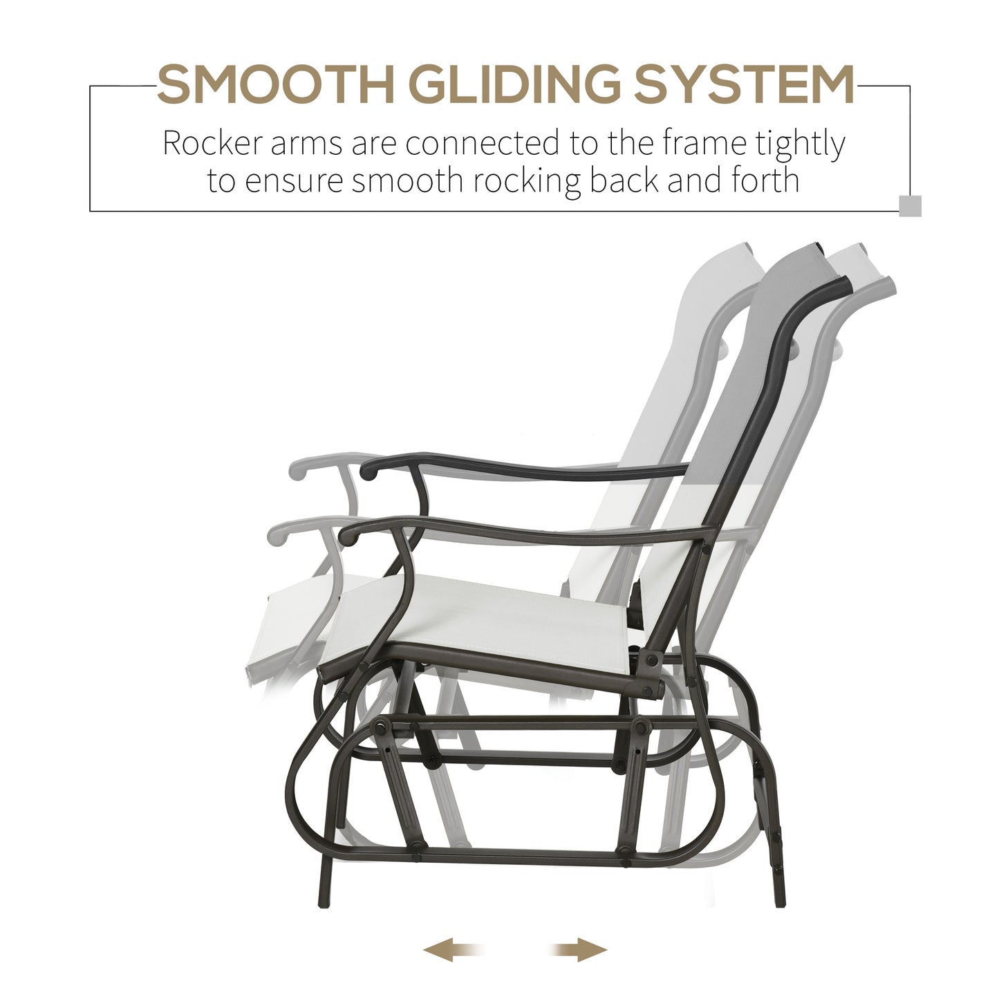 Outdoor Glider Chair, Patio Glider with Steel Frame and Mesh Fabric, Outdoor Chair for Backyard, Garden, Porch, Beige