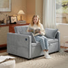 3-in-1 Convertible Sofa Bed, Pull-Out Sleeper Sofa with USB Charging, Adjustable Backrest and Side Pockets, Light Grey