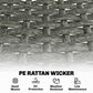 3 Piece Wicker Patio Furniture Set, Outdoor Bistro Set with Steel Table, Rattan Outdoor Conversation Furniture, Grey