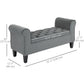 Button Tufted Storage Ottoman Bench, End of Bed Bench with Rolled Arms, Storage Chest for Living Room, Entryway, Grey