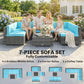 7 Piece Patio Furniture Set, PE Rattan Outdoor Conversation Set with Sectional Sofa