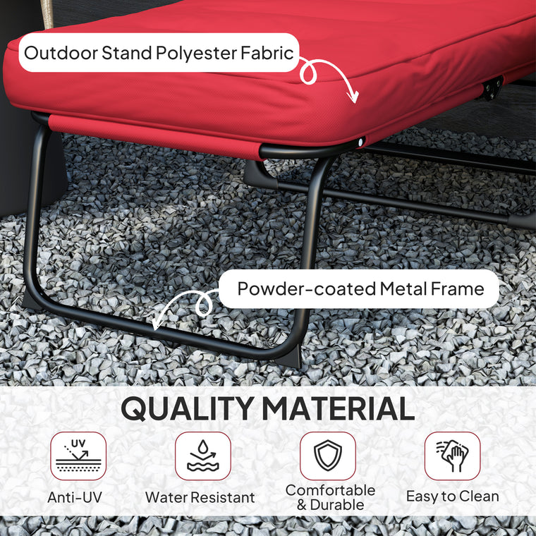 Folding Reclining Lounge Chair with Cushion & Footrest