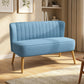 2 Seat Sofa, Upholstered Loveseat Sofa with Rubber Wood Legs, Blue