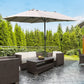 15' Outdoor Patio Umbrella with Twin Canopy Sunshade Steel Table Umbrella w/ Lift Crank, Cross base, Sandbag, Light Grey