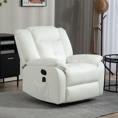 Vibration Massage Recliner with Swivel Rocking - Cream White
