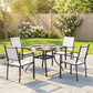 5 Piece Outdoor Patio Dining Set, Dining Table and 4 Stackable Chairs with Umbrella Hole, Shelf