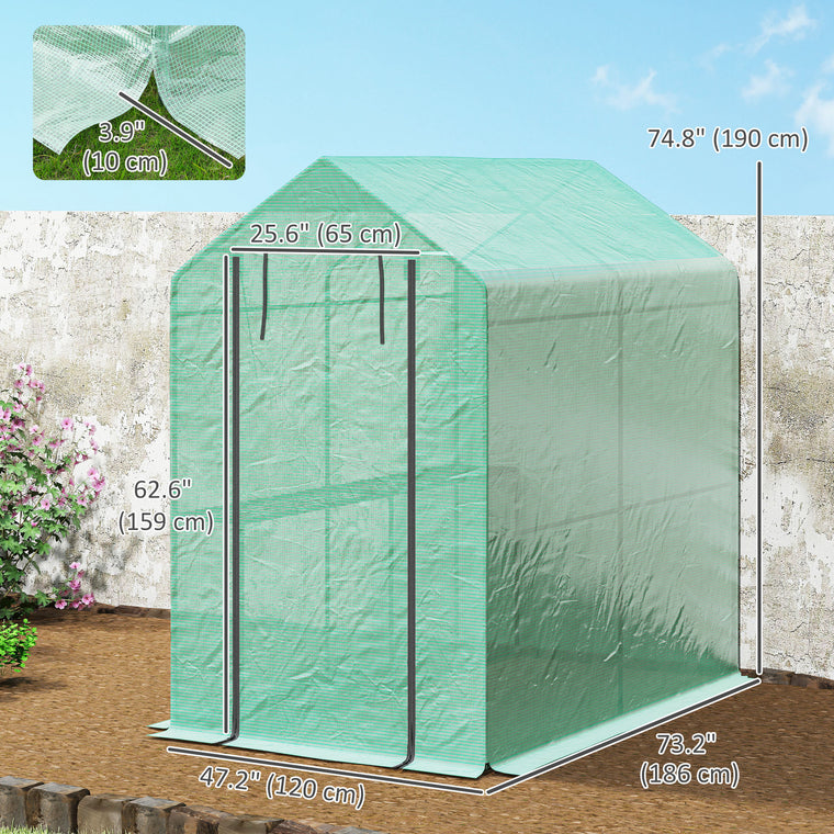 73" x 47" x 75" Walk-In Greenhouse with Roll-Up Door