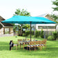 15' Outdoor Patio Umbrella with Twin Canopy Sunshade Steel Table Umbrella w/ Lift Crank, Cross base, Sandbag, Light Blue