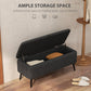 40" Ottoman with Storage, Linen Upholstered Storage Ottoman Bench with Steel Legs for Living Room, Bedroom Black