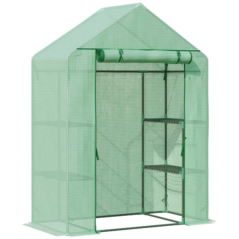 55" x 28" x 75" Green Greenhouse with 4 Shelves & PE Cover