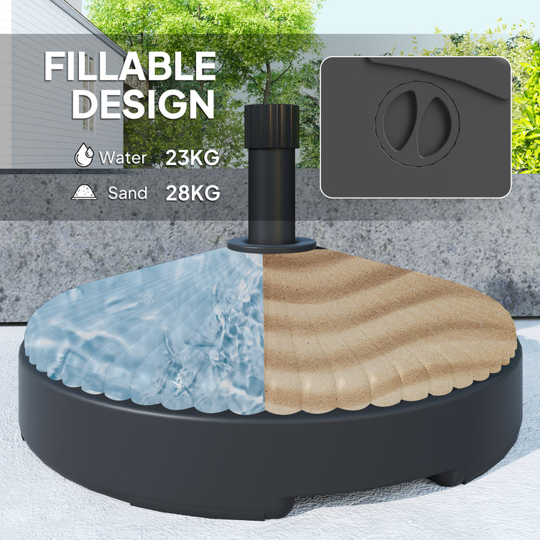 Black Round Plastic Patio Umbrella Base with Sand/Water Fill