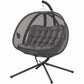 Double Egg Chair with Stand, 2 Person Hanging Swing Egg Chair with Cushion, Pockets, Grey