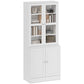 71" Bookcase Storage Cabinet with Doors, Modern Tall Bookshelf with 2 Adjustable Shelves, Display Unit for Study, Living Room, Home Office, White