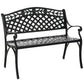 Outdoor Garden Bench, 40" Patio Bench with Aluminum Frame and Armrests, 2-Person Patio Loveseat with Floral Pattern for Park, Porch, Yard, Lawn, 485 LBS Capacity