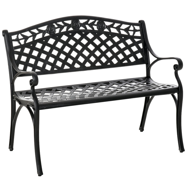 40" Aluminum Garden Bench with Floral Pattern