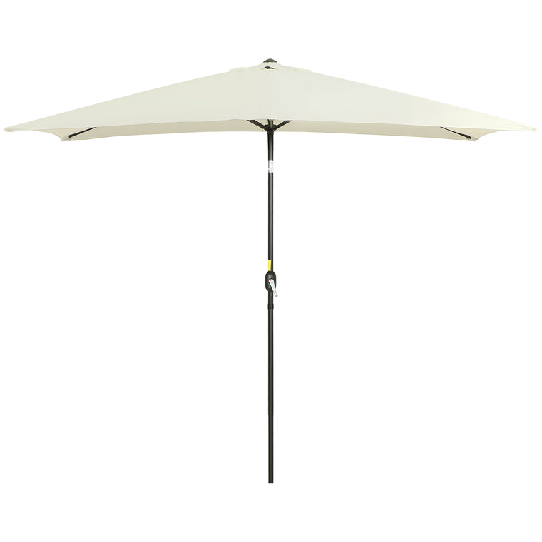 6.5x10ft Cream White Aluminum Tilt Umbrella with Crank
