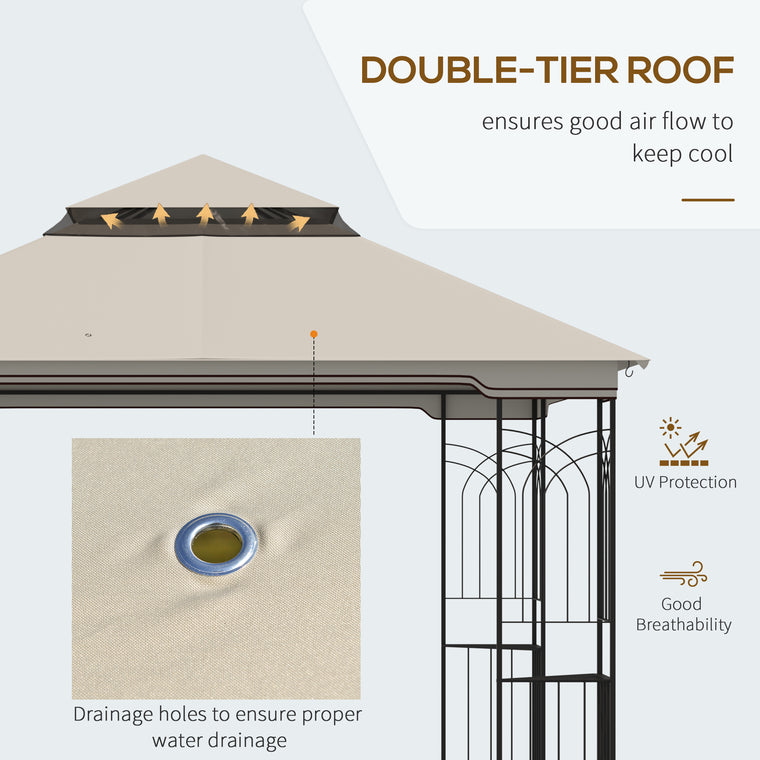 10' x 10' Beige Soft-Top Gazebo with Display Shelves