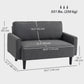 Loveseat Sofa, Linen 2 Seater Sofa Couch with Thick Padded Seat & Backrest for Living Room, Home Office, Dark Grey
