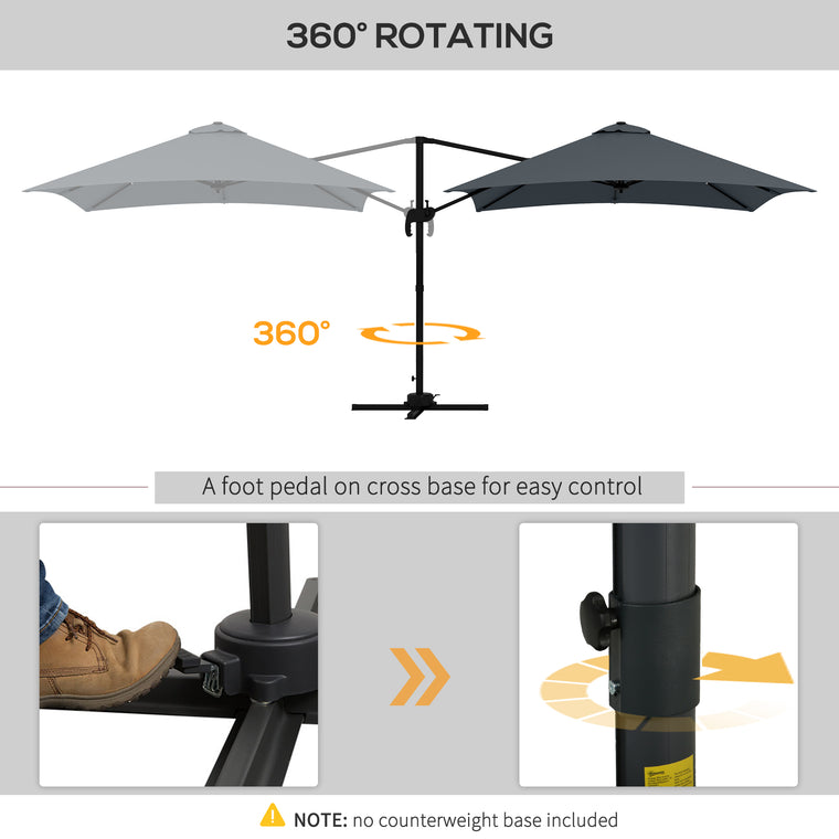 10x10ft Dark Grey Rotatable Square Market Parasol