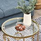 Round Coffee Tables Set of 2, Gold Nesting Side End Tables with Tempered Glass Top, Steel Frame for Living Room