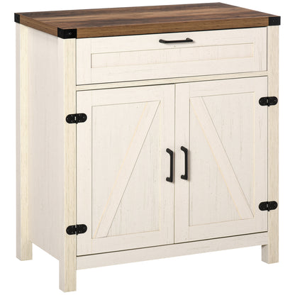 Farmhouse Sideboard Buffet with Barn Doors - White