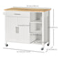 Wooden Rolling Kitchen Island on 360-Degree Swivel Wheels, Dining Cart with Drawer and Towel Rack, White