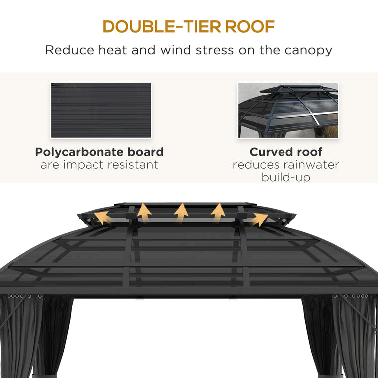 13' x 10' Black Double Roof Gazebo with Aluminum Frame