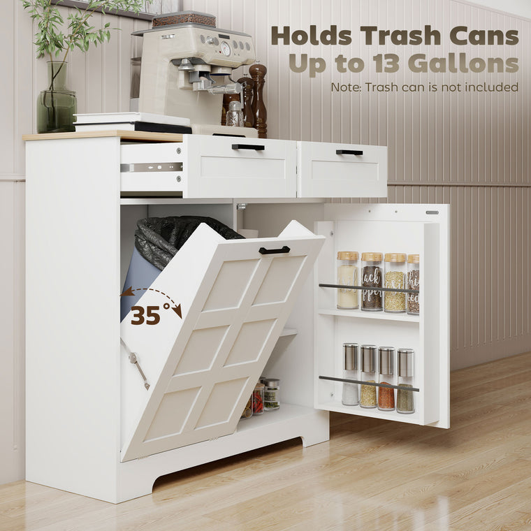 13-Gallon Tilt-Out Trash Cabinet with Drawers