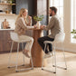Modern Bar Stools Set of 2, PU Leather Barstools, Counter Height Kitchen Chairs for Breakfast Bars, Dining Room, White