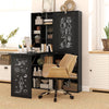 Fold-out Convertible Office Desk, Wall Mount Computer Desk with Blackboard and Side Shelf, Black
