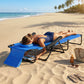 Folding Lounge Chair w/ Reclining Back, Cream White