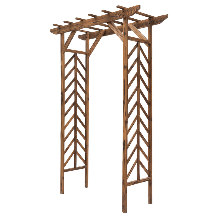 79" Fir Wood Arched Garden Arbour with Pergola Roof