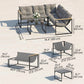 4 Piece Patio Furniture Set with Thick Cushions and Coffee Table, Patio Conversation Set for Porch, Balcony, Deck, Grey