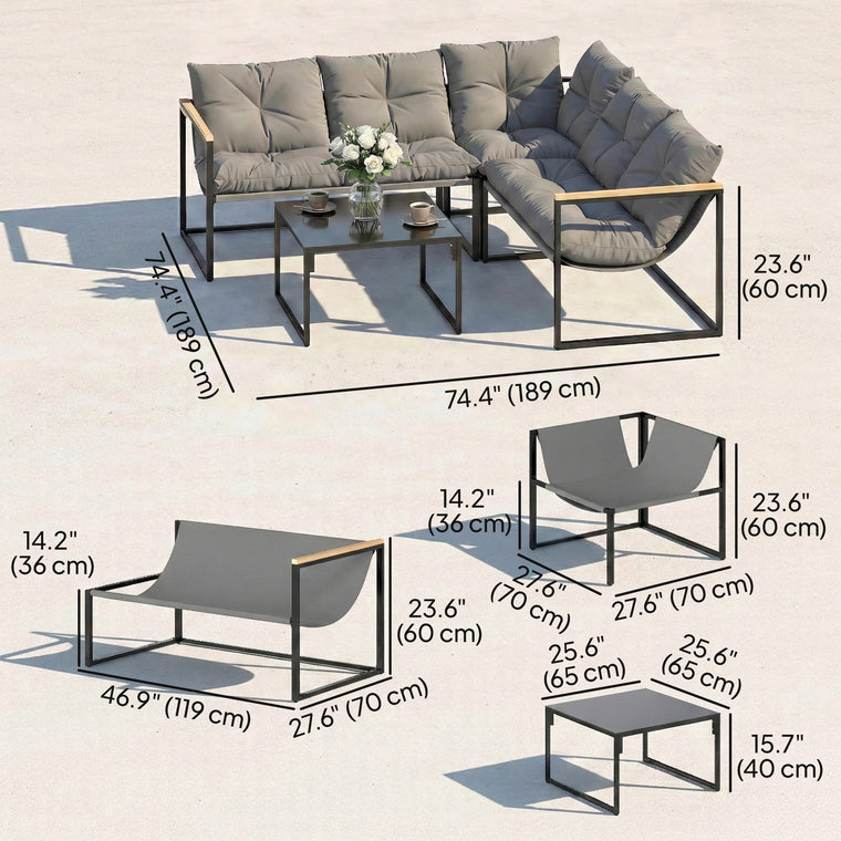 4-Piece Conversation Set with Thick Cushions and Coffee Table