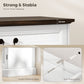 Buffet Cabinet, 55" Farmhouse Sideboard with Charging Station, 2 Drawers and 2 Adjustable Shelves, White Wood Grain
