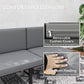 3-in-1 3-Seater Outdoor Sofa, Lounge Chair with 5-Position Adjustable Back, Patio Loveseat with Folding Table, Grey
