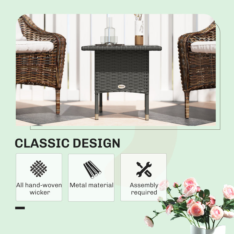 20" Wicker Side Table with Full Woven Top