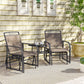 Outdoor Glider Bench with Coffee Table, Patio 2-Seat Rocking Chair Swing Loveseat with Breathable Sling for Backyard Garden Porch, Black