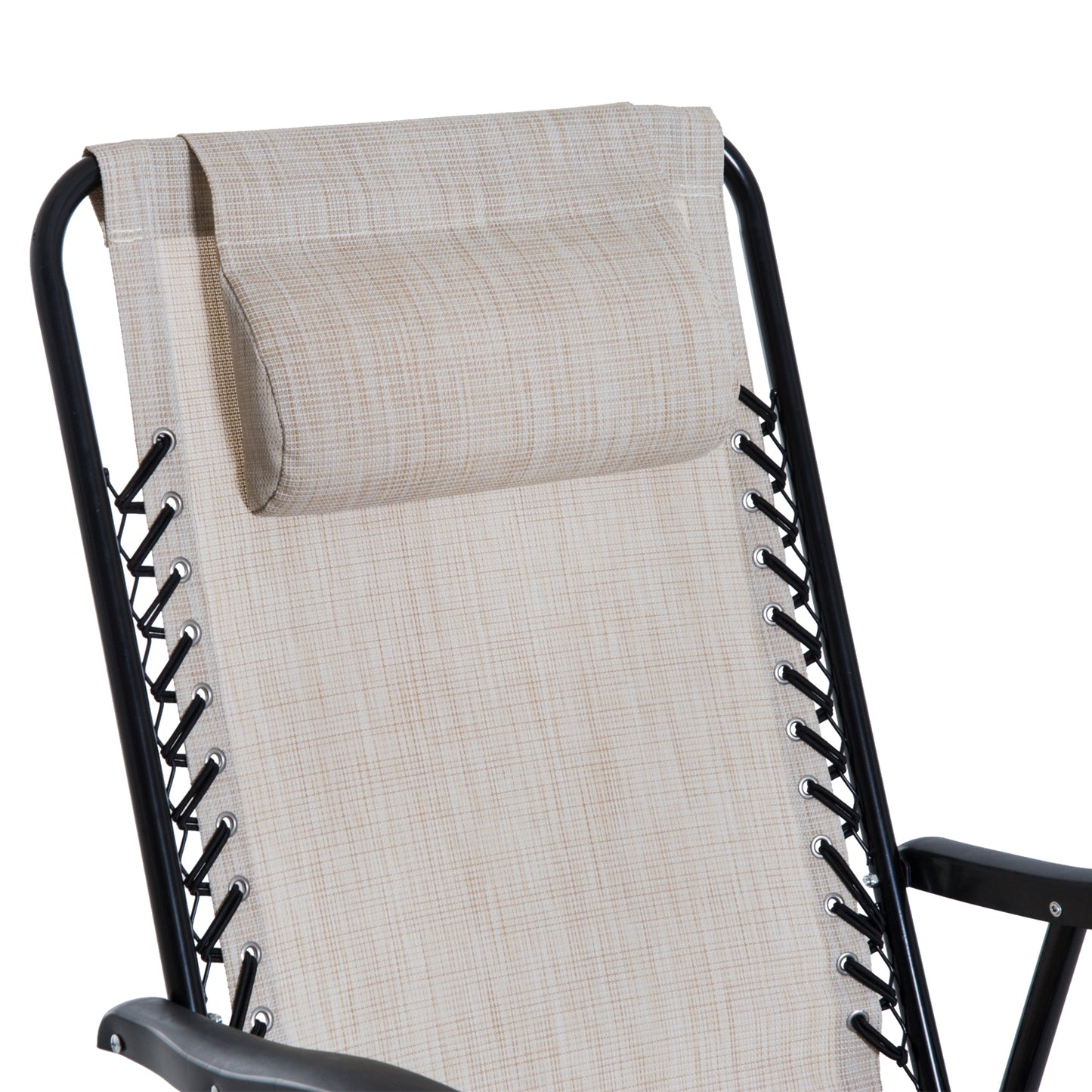 3pc Patio Rocking Chair Set, Folding Outdoor Rocking Chairs and Table Bistro Set w/ Breathable Mesh Seat & Backrest, Headrest for Park, Backyard, Garden, Grey