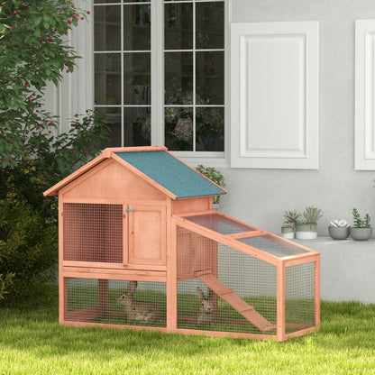 2-Tier Rabbit Hutch with Asphalt Roof & Ramp