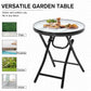 Φ18" Round Patio Table, Folding Coffee Table with Tempered Glass Tabletop for Patio, Balcony, Backyard