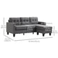 L-shaped Sofa, 3 Seater Couch with Ottoman, Corner Sofa with Thick Padded Cushion and Wood Legs, Dark Grey
