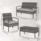4 Pieces Patio Furniture Set with A Loveseat, Two Armchairs and A Coffee Table, Outdoor Conversation Set, Light Grey