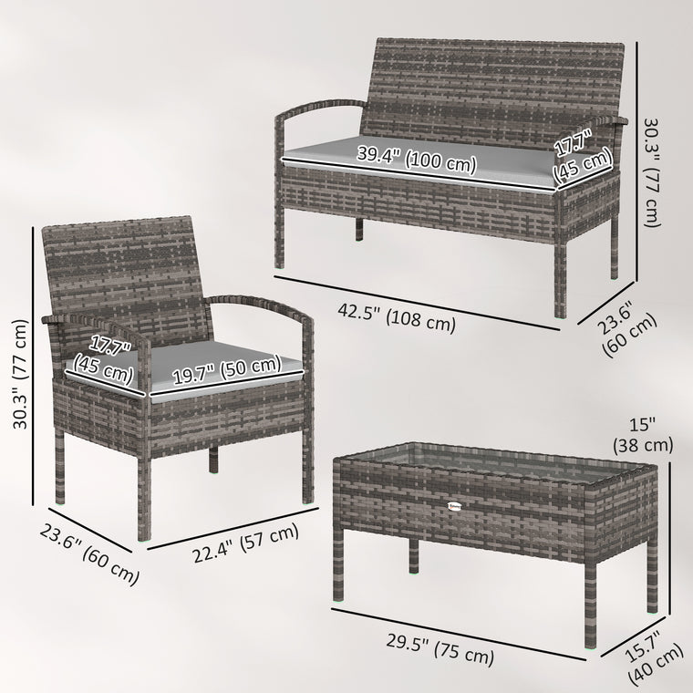 4-Piece Conversation Set with Loveseat & Coffee Table