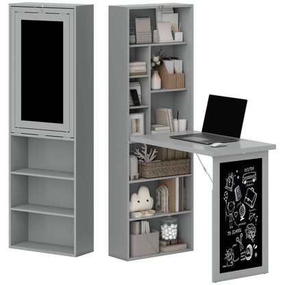 Fold-Out Wall-Mount Desk with Blackboard - Charcoal Grey