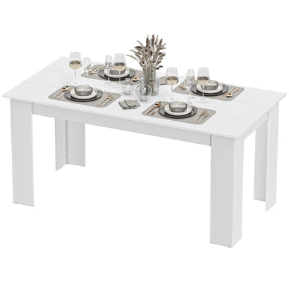 63" Dining Table for 4-6 with Wood Effect - White